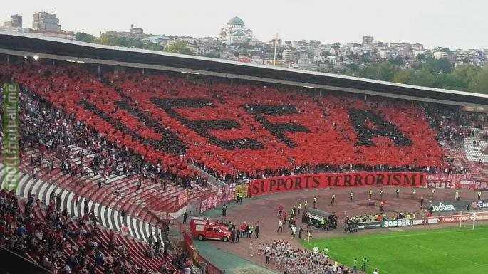 'UEFA Supports Terrorism" Choreo in Red Star Belgrade vs Olympiacos match