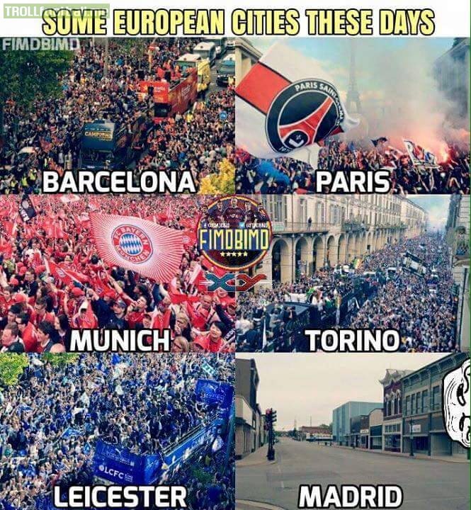 League Celebrations in some Big European cities.