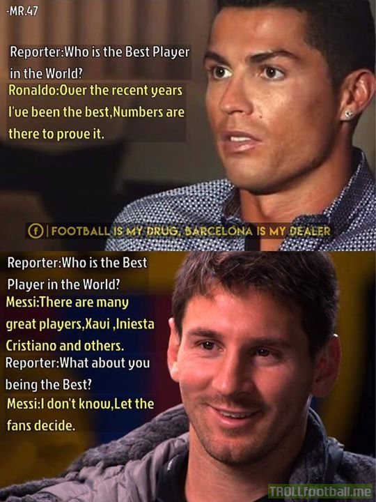 When Messi and Ronaldo were asked "Who is the best?"
