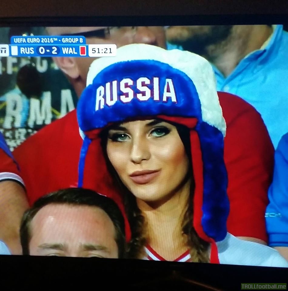 Russian woman at the Wales game