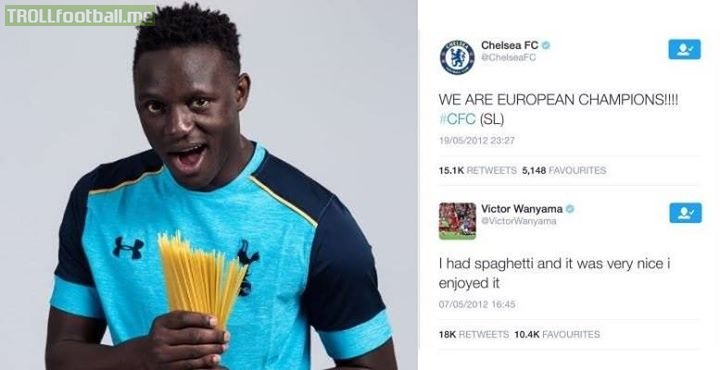 Victor Wanyama eating spaghetti was more important to Twitter than Chelsea winning the Champions League.