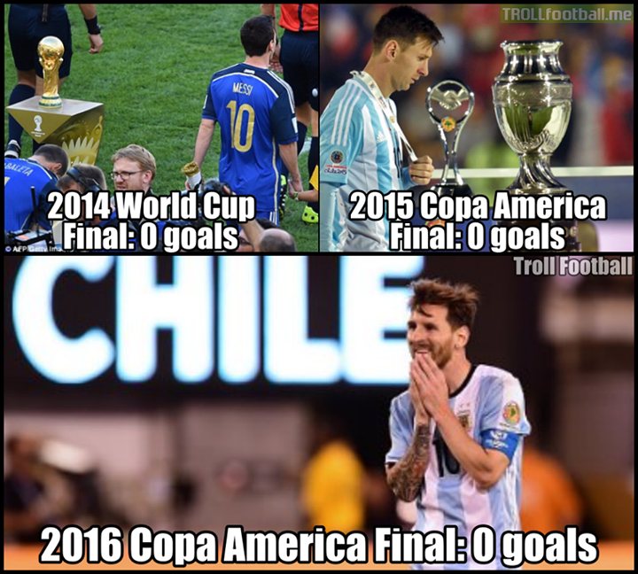 Lionel Messi in major finals for Argentina, Mr Bottler