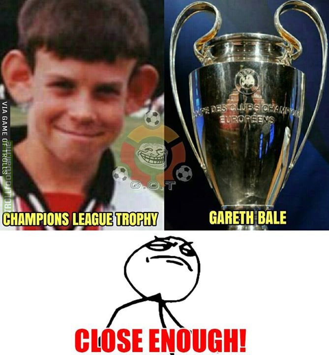 Gareth Bale and UEFA Champions League Trophy 😂😂😂