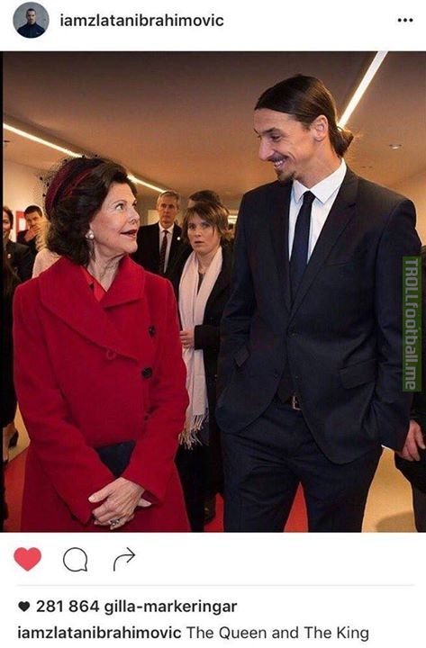 Zlatan Ibrahimovic's caption with the Queen of Sweden.