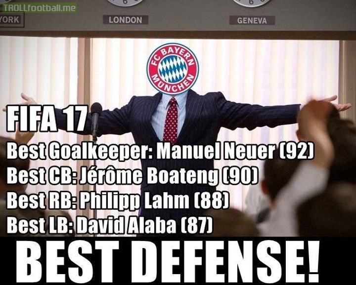 Bayern's FIFA 17 defense is one hunnit.