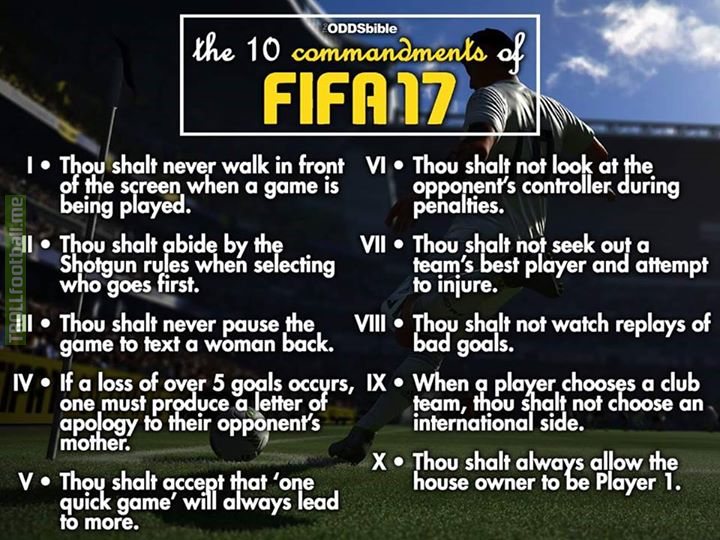 FIFA 17 Commandments: