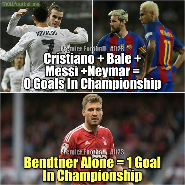 Haters will say Cristiano/Bale/Messi/Neymar do not play in the Championship 😂