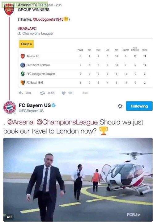 Dat banter between Arsenal and FC Bayern München