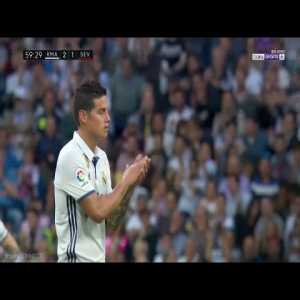 James Rodriguez Says Goodbye? Gets Standing Ovation - Real Madrid vs Sevilla 2-0"