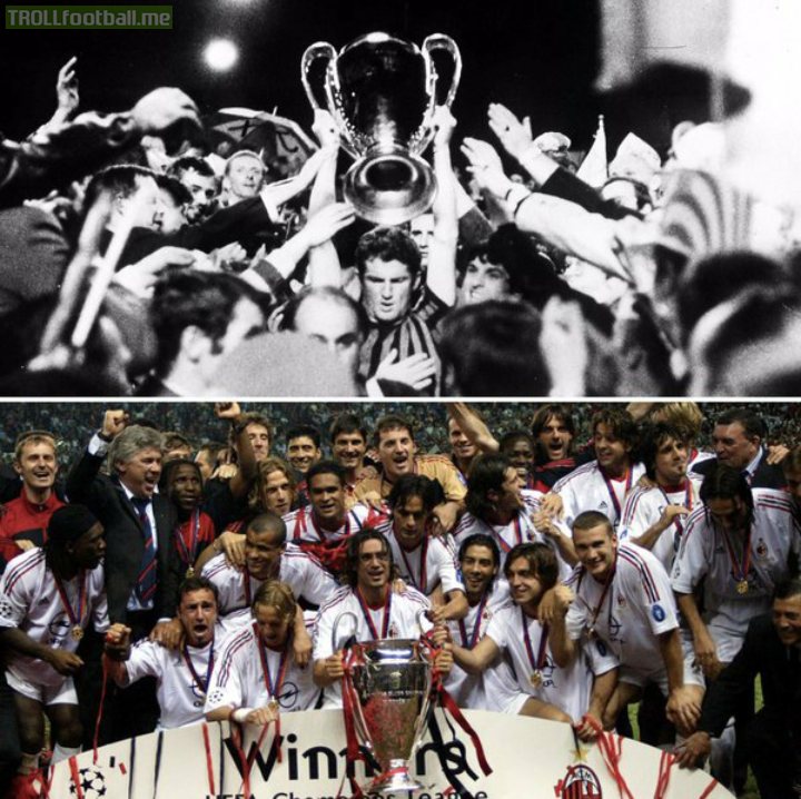 On this day: AC Milan won their 2nd and 6th EC/UCL titles (1969 European Cup at the Bernabeu, 2003 Champions League at The Old Trafford)