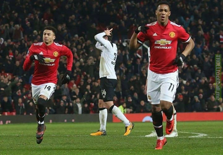 Photo of the night 📸 Anthony Martial's reaction to Jesse Lingard's goal tonight 🔥🔥
