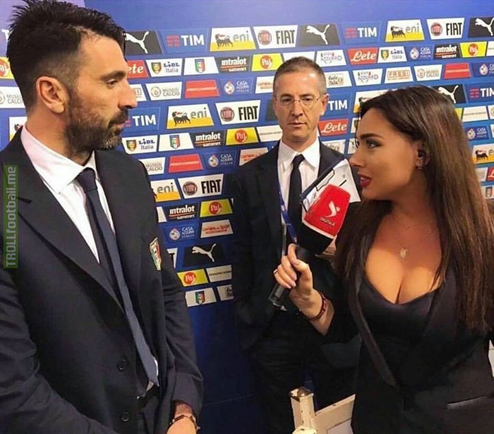 Buffon looks like he knows his wife is watching this on TV 😂😂