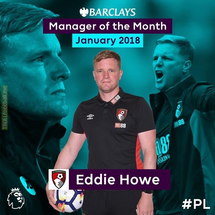 Congratulations to AFC Bournemouth's Eddie Howe - the PL Manager of the Month for January! 🍒