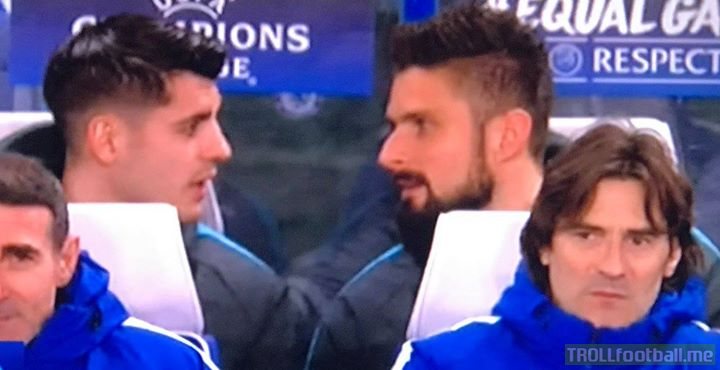 Morata: "I'm gonna be the super sub.." Giroud: "No, no, I'm gonna be the super sub.."