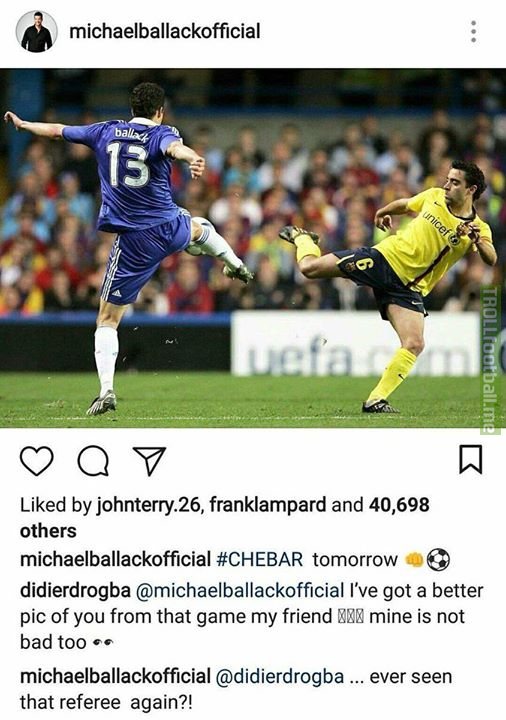 Drogba and Ballack on Instagram before the game 😭😭😭