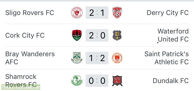 League Of Ireland Results, Friday 23rd February