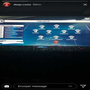 Diego Costa's Instagram story before Barcelona-Chelsea