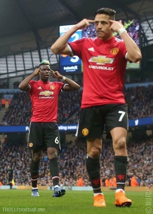 Paul Pogba: “Before the game Sanchez said ‘I see you all the time, just make the run and I will find you.’” Alexis Sanchez: "It was easy to find Pogba. Look at his f*****g hair, mate."