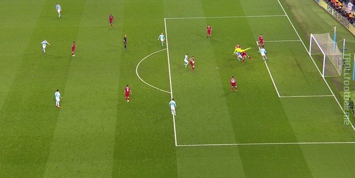 Apparently Leroy Sane was offside here. Linesman says his seeing eye dog spotted the run.