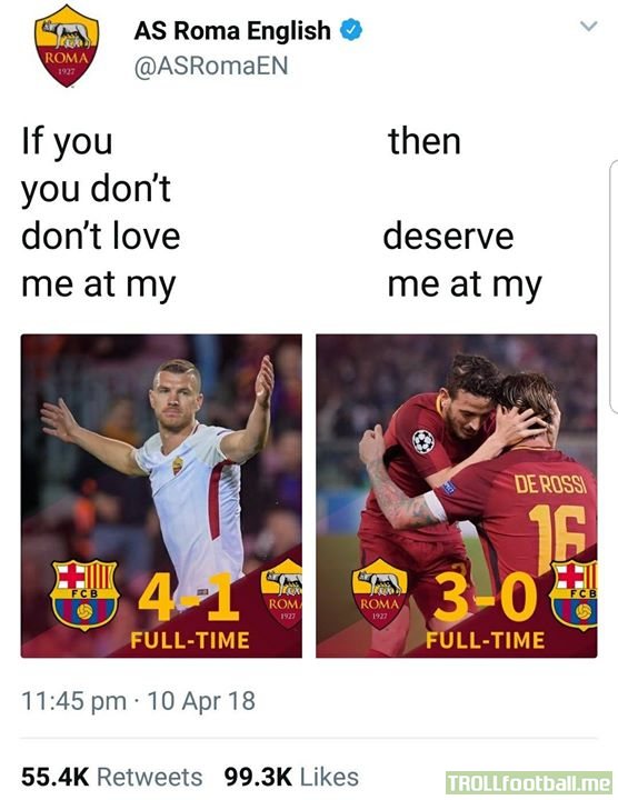 AS Roma killed it last night.