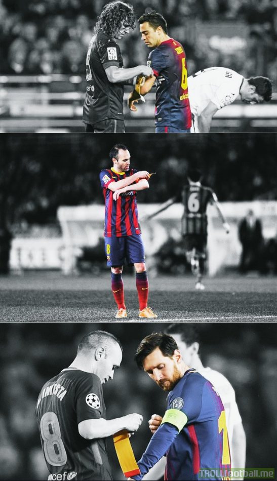 Farewell Don Andres Iniesta, legend. Puyol to Xavi, to Iniesta, and now to Messi...