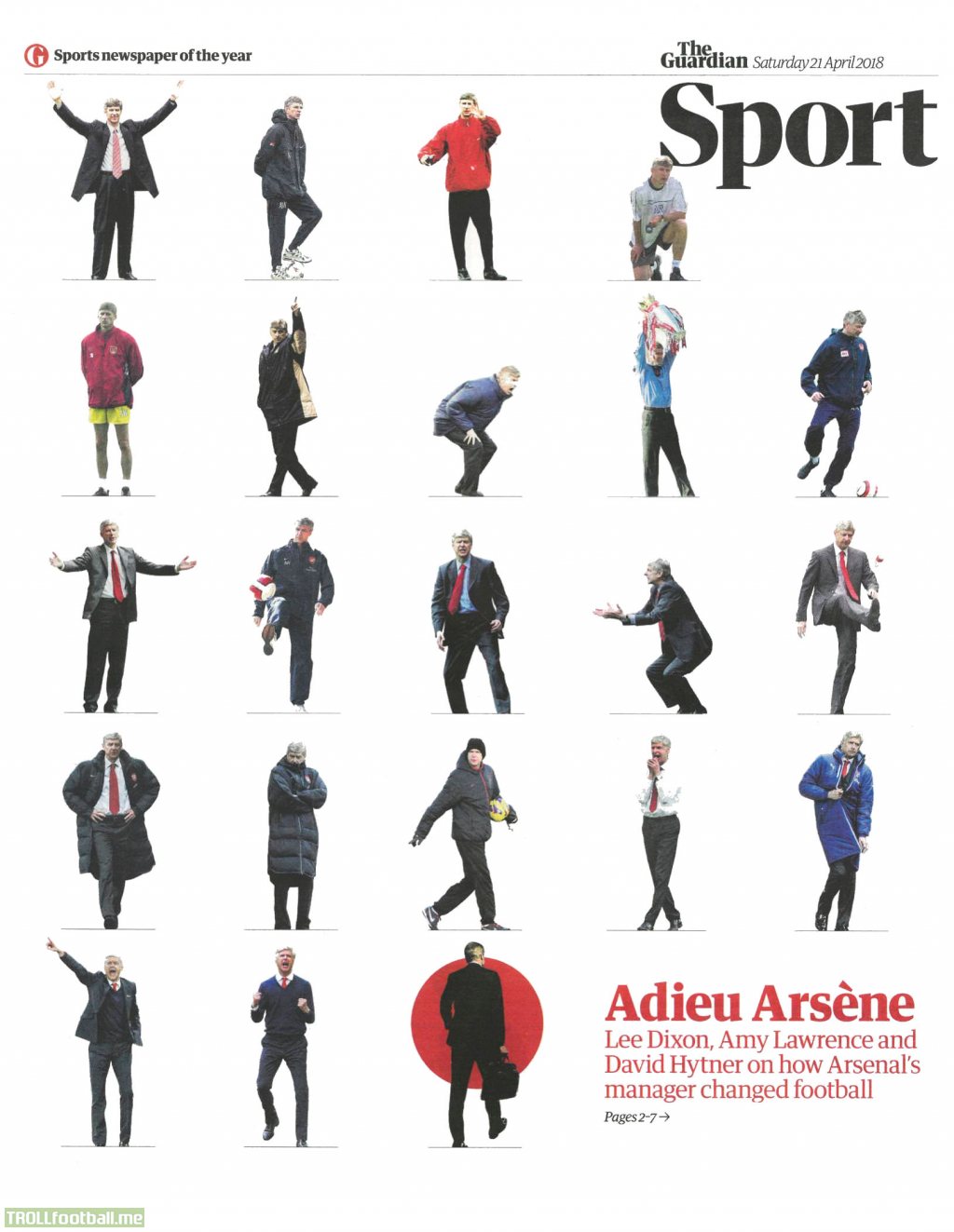 Guardian's Arsene Wenger Front Page