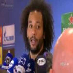 Marcelo on the handball: "Yes it hits me in the hand" Reporter asks: "Is it a penalty then?" Marcelo answers: "If it hit my hand, then I think so, yes."