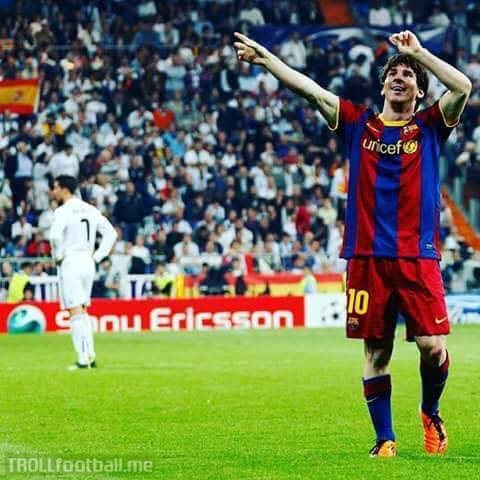 All time top goal scorers in El Clásico:  1. Lionel Messi (25 goals) 2. Lionel Messi w/o penalties (19 goals) 3. Lionel Messi since CR7 joined (18 goals) 4. Cristiano Ronaldo (17 goals)  Goat.
