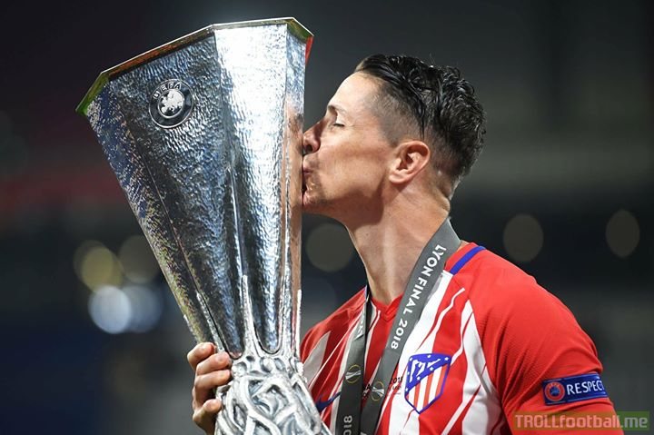 Fernando Torres wins his first ever trophy for Atletico Madrid in his final game for them. Perfect ending.