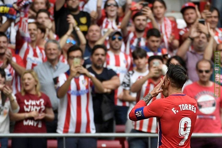 Fernando Torres, at 34 years old, has scored a brace in his final game for his boyhood club Atletico Madrid.  Hero.