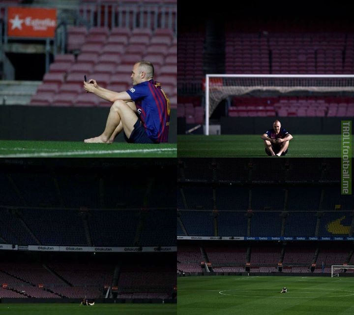 Andres Iniesta stayed on the pitch alone until 1:30am last night, reflecting on his career, savoring the moment one last time 💔