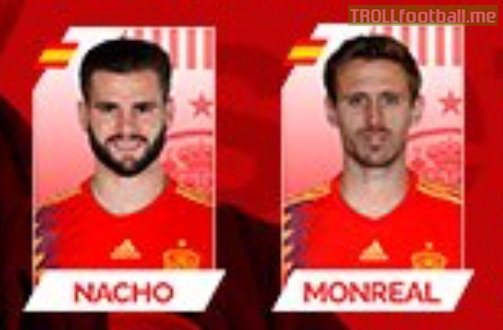 Spain's World Cup squad list has NACHO and MONREAL next to each other