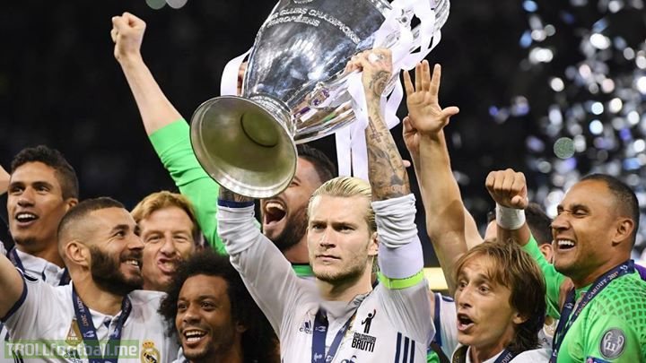 Real Madrid's best player lifts the trophy first. Special moment for Karius.