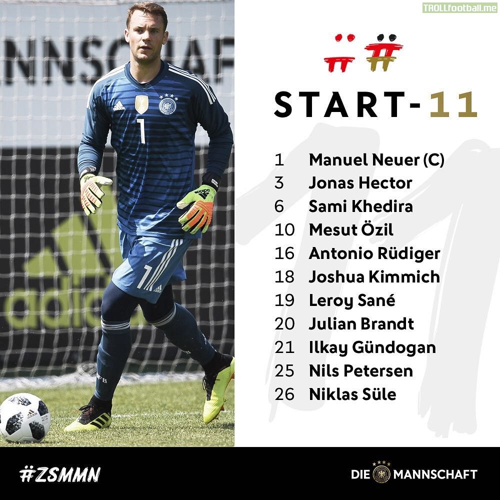 Neuer starts for Germany in the Friendly against Austria