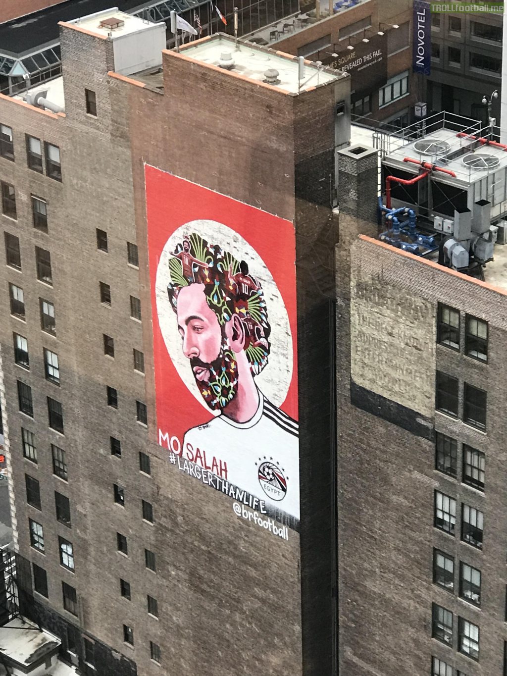 Massive Mohamed Salah mural outside my building on 50th Street, Manhattan