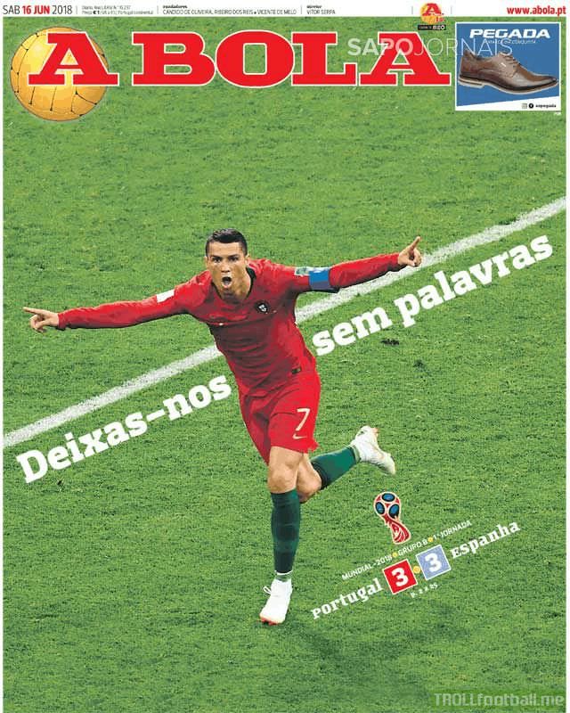 ABOLA (portuguese newspaper cover): "You leave us with no words"