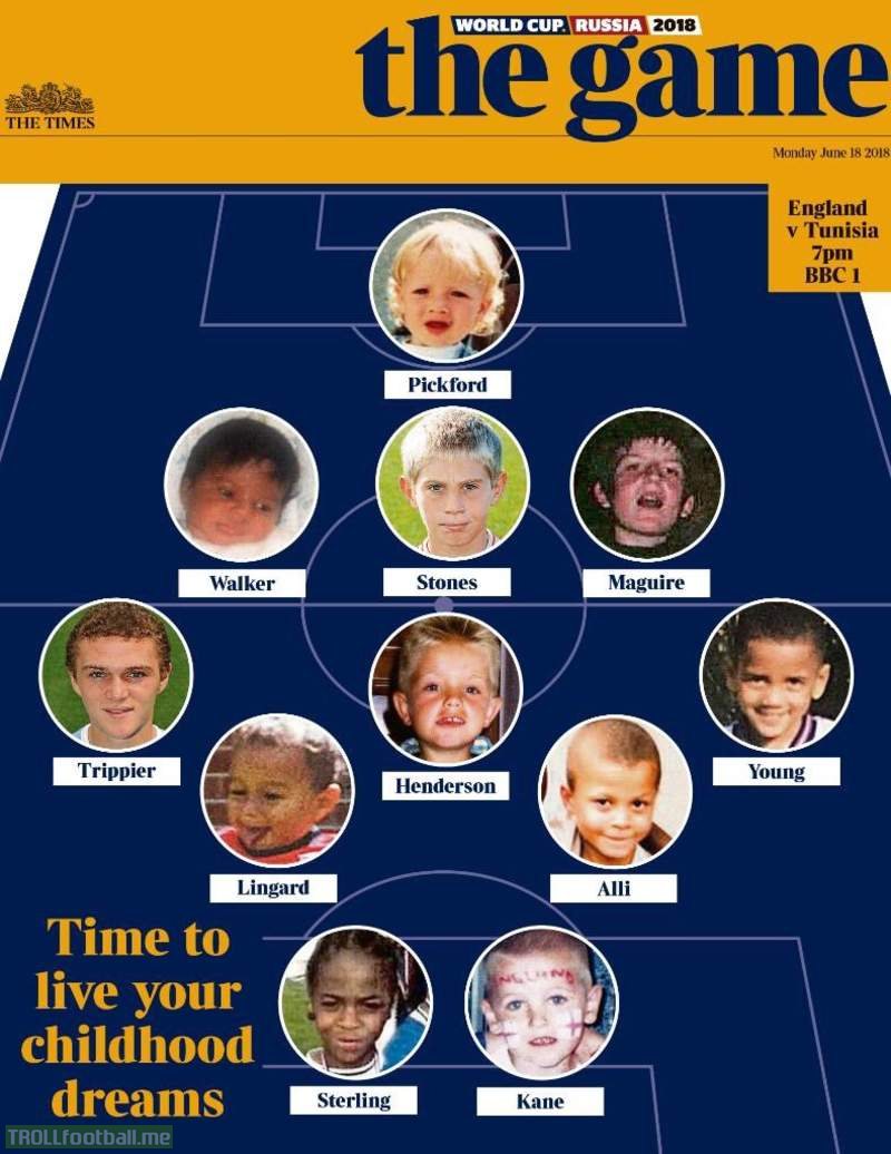 "Time to live your childhood dreams" - England's possible starting XI vs Tunisia [The Times]