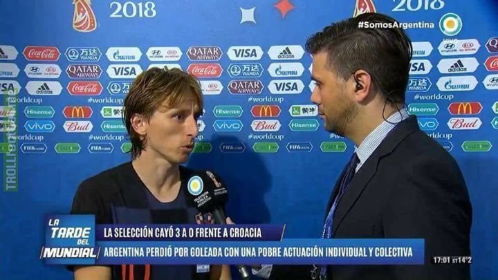 Luka Modric (after the match):   "Messi is an incredible player, but he can not do everything alone. In football you need help."  "I wish Argentina good luck. We are going to beat Iceland for them."