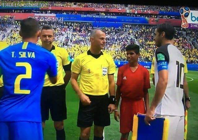 Ahmed Raza from Pakistan at the toss ceremony for the match between Brazil and Costa Rica.. 🇵🇰
