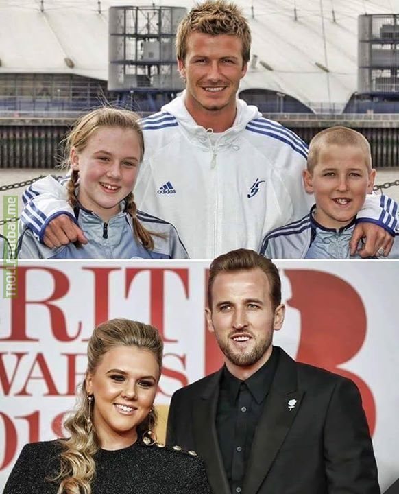In 2005 📆: Harry Kane posed with David Beckham and a teammate from the training centre.   Today 📆 13 years later: Kane is England captain and the girl has become his wife .❤
