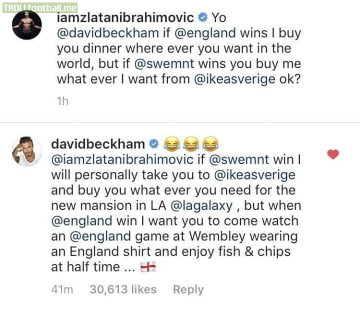 The terms of the bet between Zlatan and Beckham have been agreed before Sweden vs England.. 😃