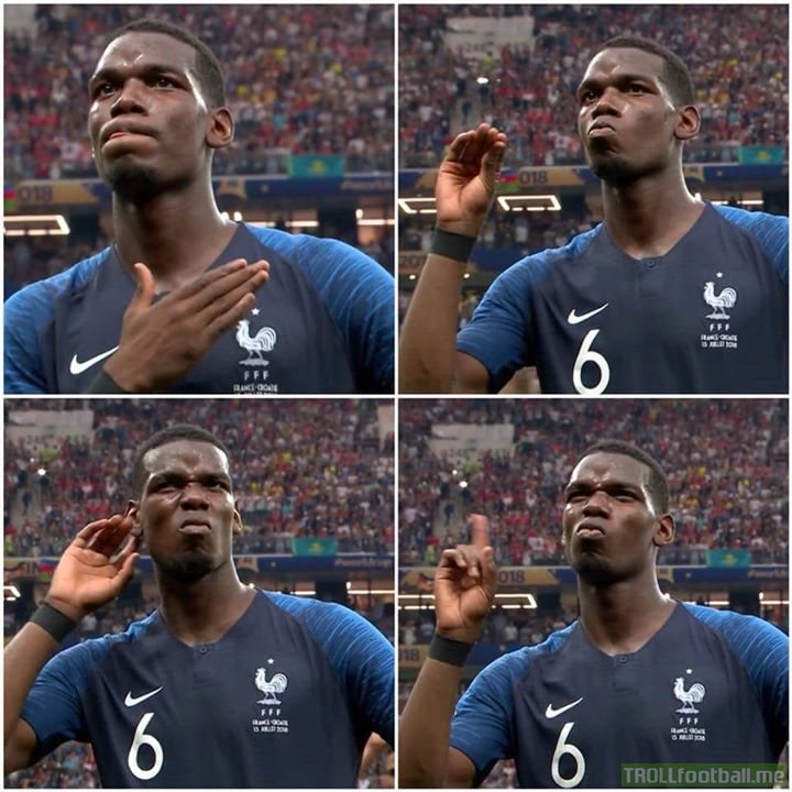 Paul Pogba sending a message to his critics. No more talking. He’s a WORLD CHAMPION and there’s nothing you can do about it. YES PAUL! 🇫🇷