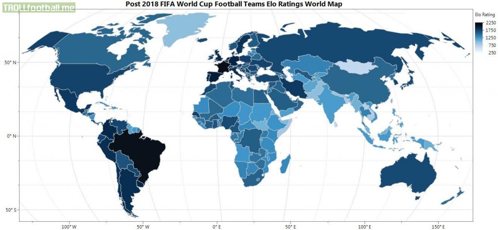 Post 2018 FIFA World Cup Football Teams Ranking Elo Ratings World Map