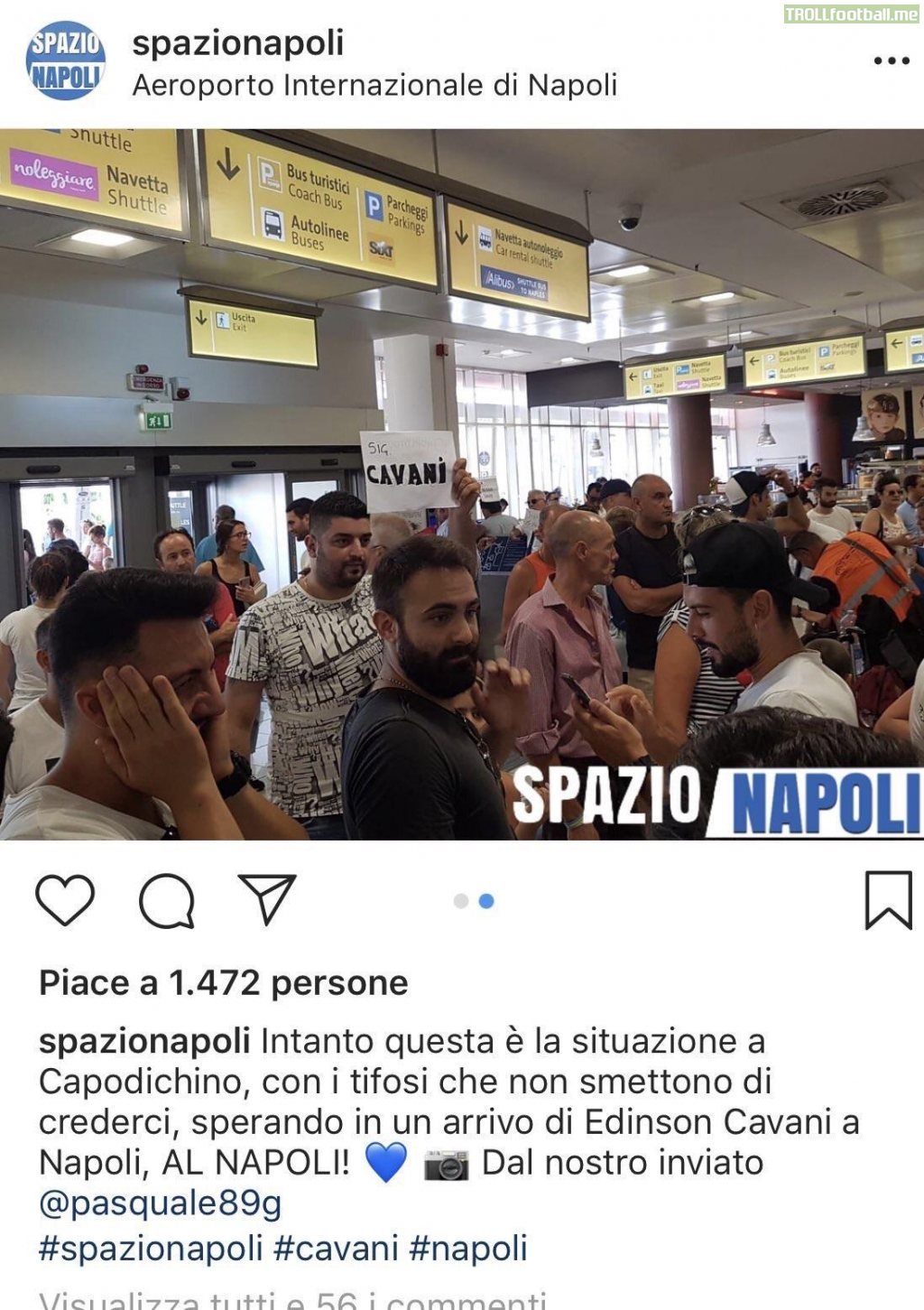 Napoli fans have inexplicably turned up at the airport to welcome PSG striker Edinson Cavani off the back of one rumour in Italy