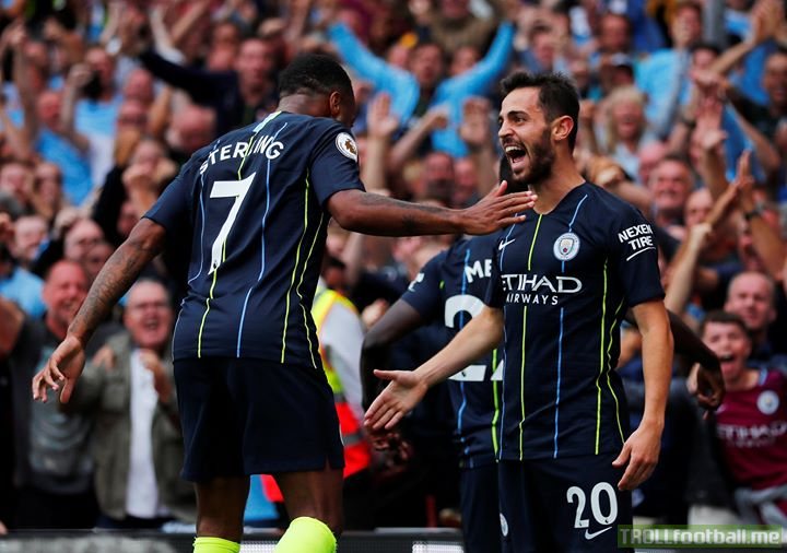 Arsenal 0-2 Manchester City   Raheem Sterling and Bernardo Silva strike to start City's title defence in style