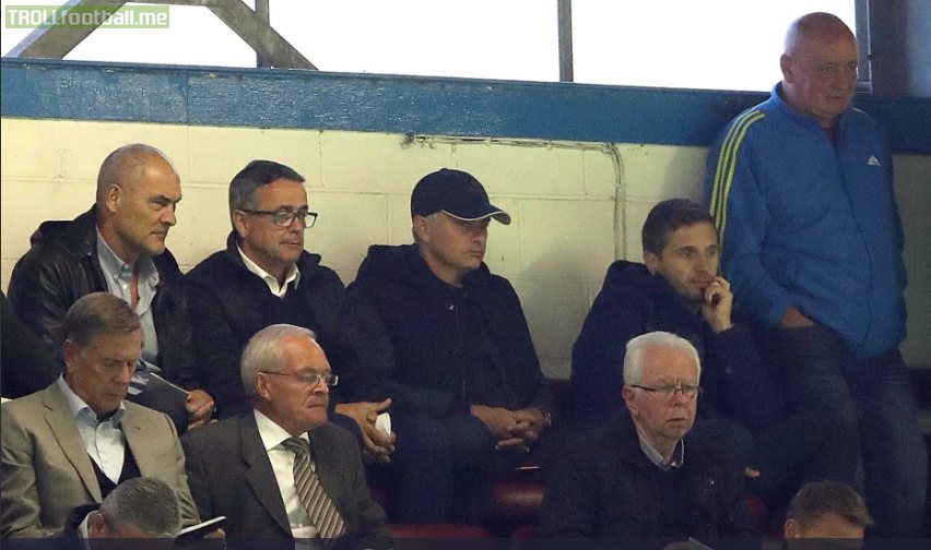 Jose Mourinho is at the Burnley vs Olympiakos game to scout players ahead of their game against Man Utd on Saturday.