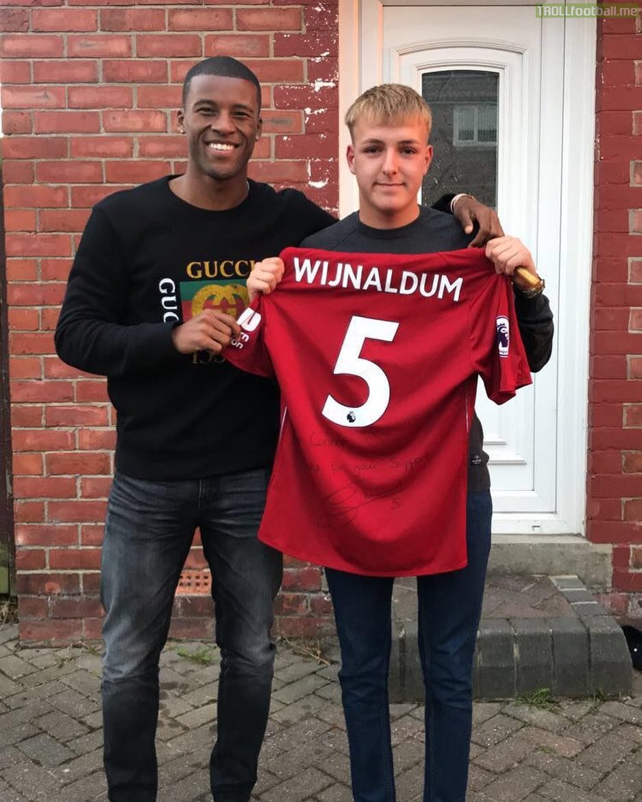 Gini Wijnaldum drives all the way to Newcastle to suprise the owner of his biggest instagram fanpage