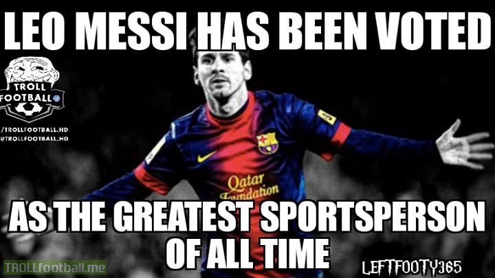 He is not only the best footballer, he is way more! The second was Muhammad Ali with 33% LeftFooty365