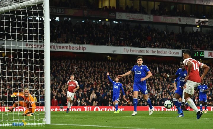 Comes on in the 61st minute. Scores to make it 2-1 on 63 minutes. Scores to make it 3-1 after 66 minutes.  What an impact from Pierre-Emerick Aubameyang to help Arsenal beat Leicester 3-1 at the Emirates Stadiu