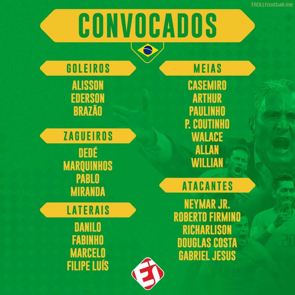 Brazil call ups to friendlies against Uruguay and Cameroon